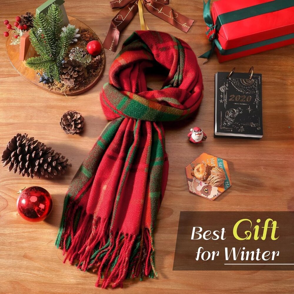 Womens Winter Scarf, Fashion Cashmere Feel Plaid Scarfs for Women, Pashmina Shaw - Picture 6 of 9